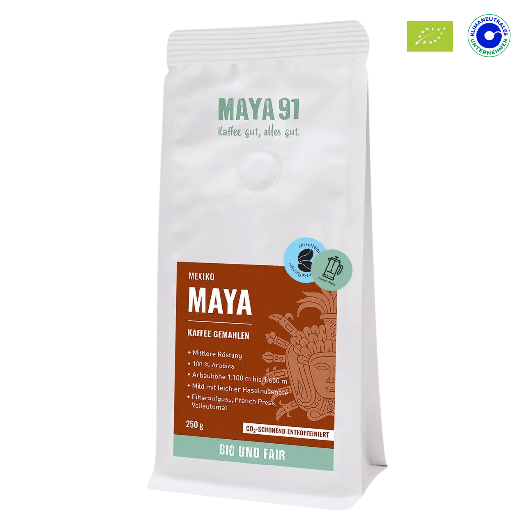 MAYA Entkoffeinierter BIO Fair Trade Kaffee (Gemahlen)