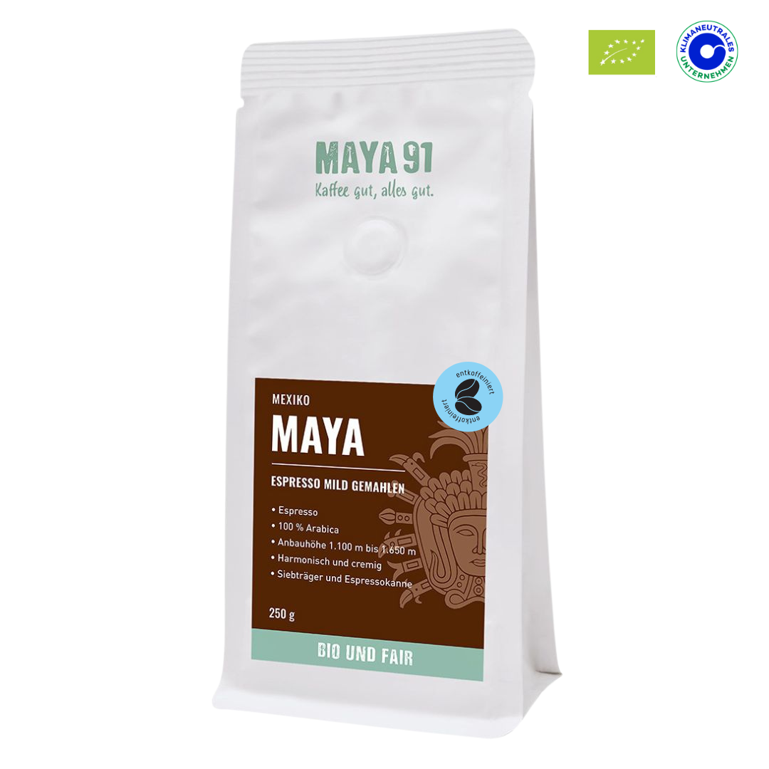 MAYA Entkoffeinierter BIO Fair Trade Espresso (Gemahlen)